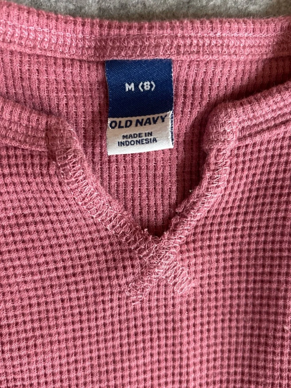 Old Navy Girls' Pink Waffle Knit Long Sleeve Top with Ruffle Hem